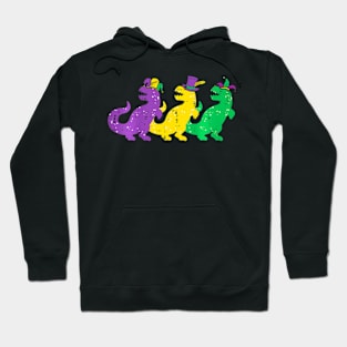 Kids Trex Dinos Purple Yellow Green Boys Mardi Gras Kids Hoodie